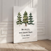 Be Still and Know That I Am God Print, Psalm 46:10 Wall Art, Christian Home Decor, Watercolor Trees