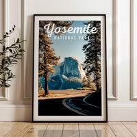 Yosemite National Park Print, Travel Poster, California Wall Art, Mountain Landscape Decor