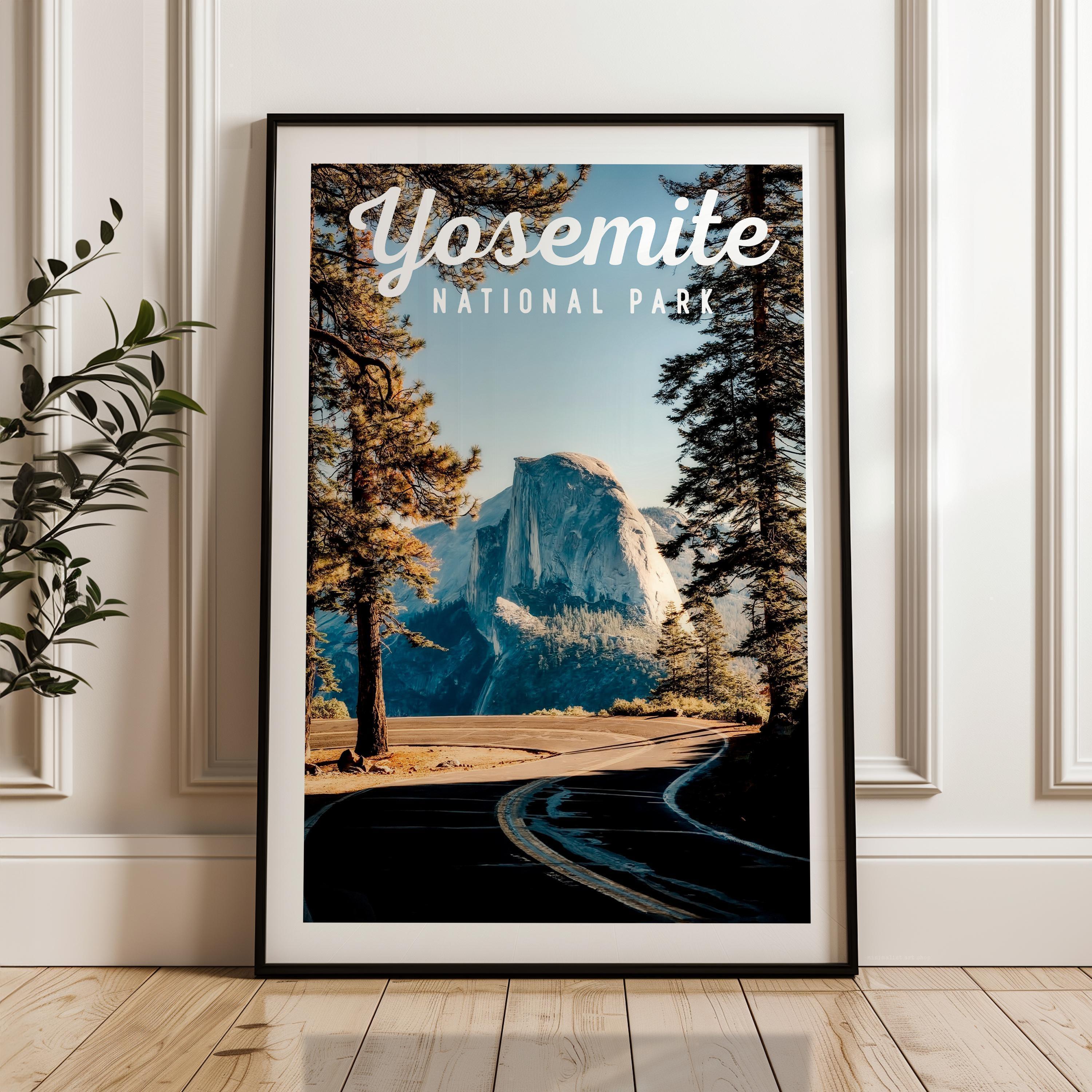 Yosemite National Park Print, Travel Poster, California Wall Art, Mountain Landscape Decor