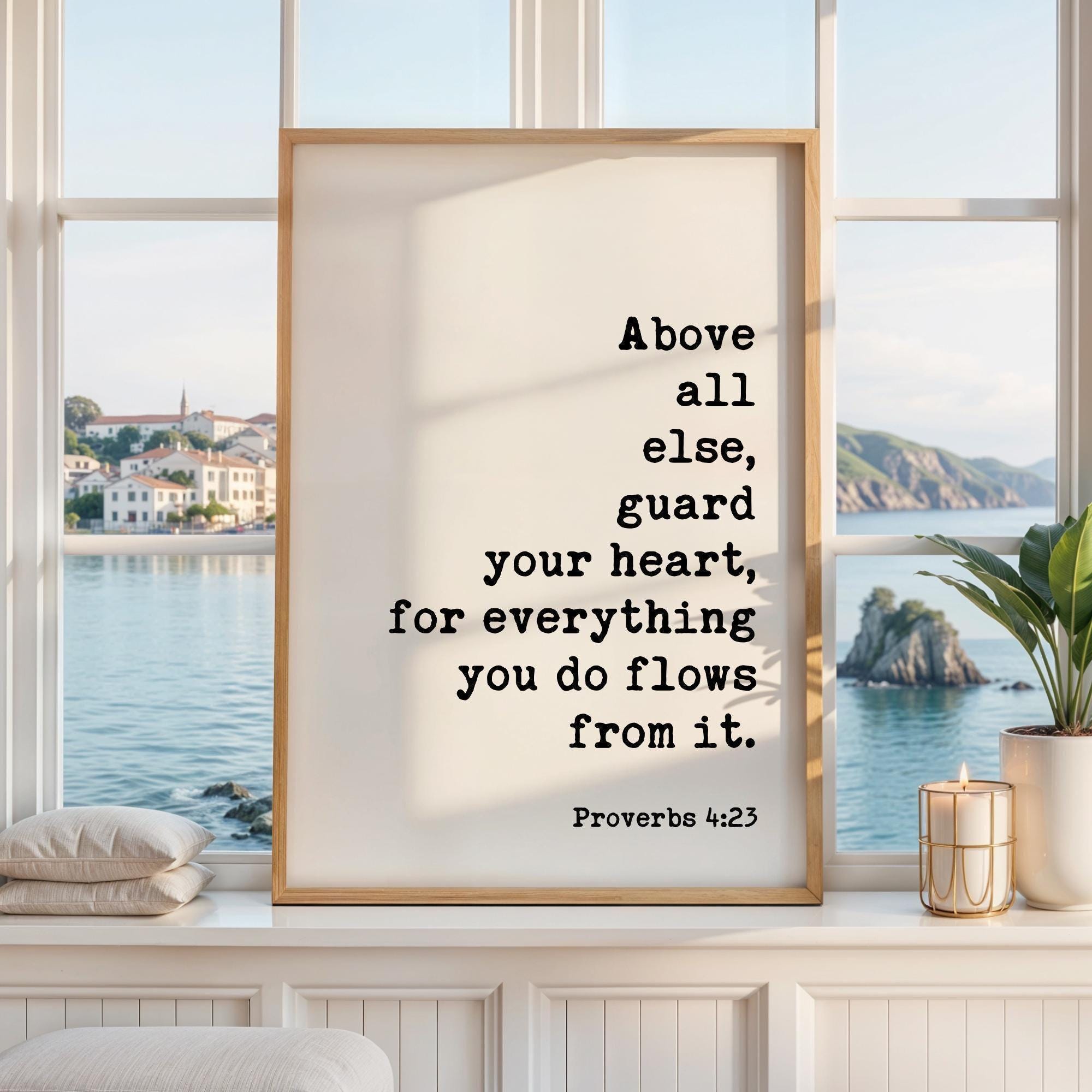Proverbs 4:23 Art Print, Guard Your Heart Bible Verse Decor, Inspirational Christian Gift