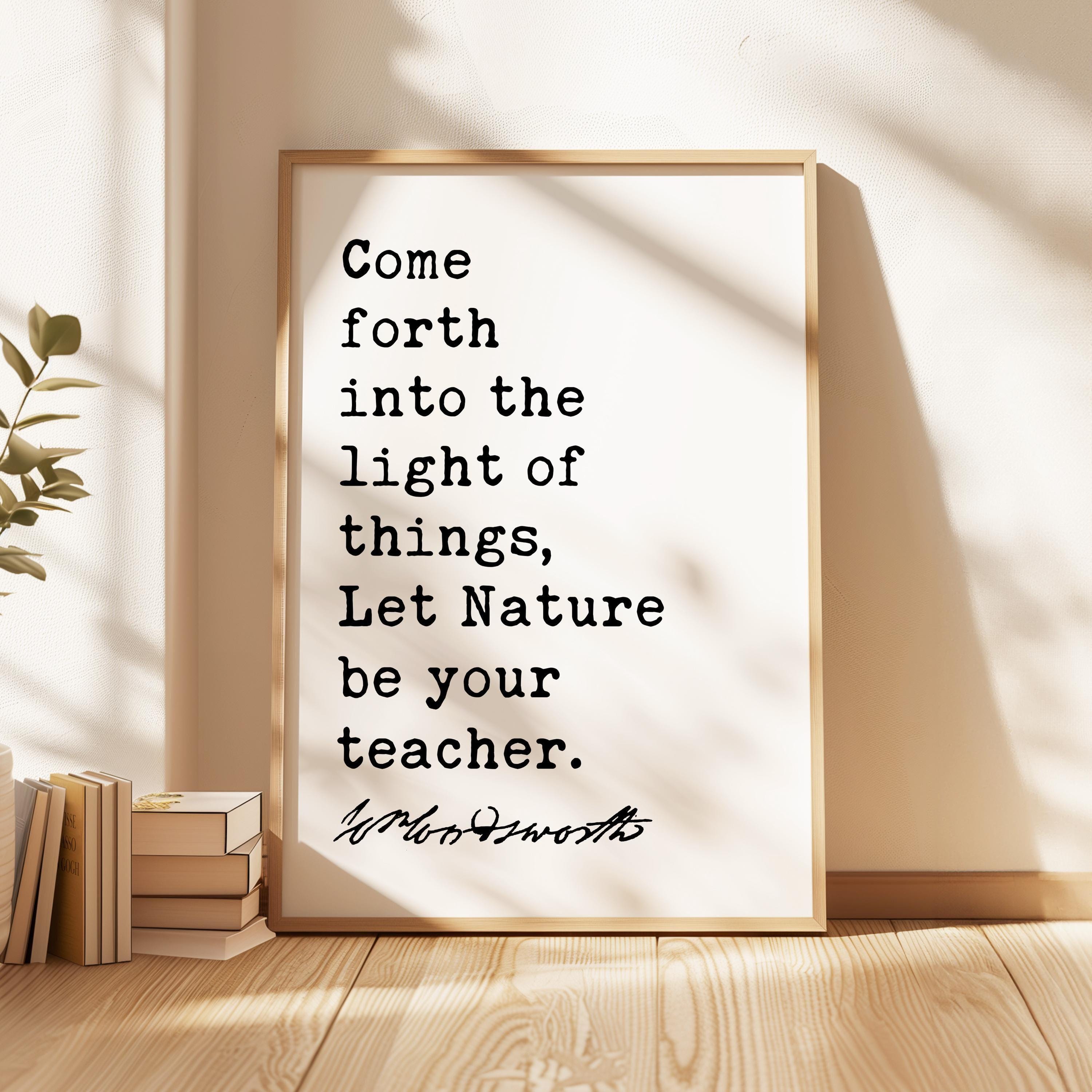 William Wordsworth Quote Print, Nature Be Your Teacher Wall Art, Literary Typography Decor