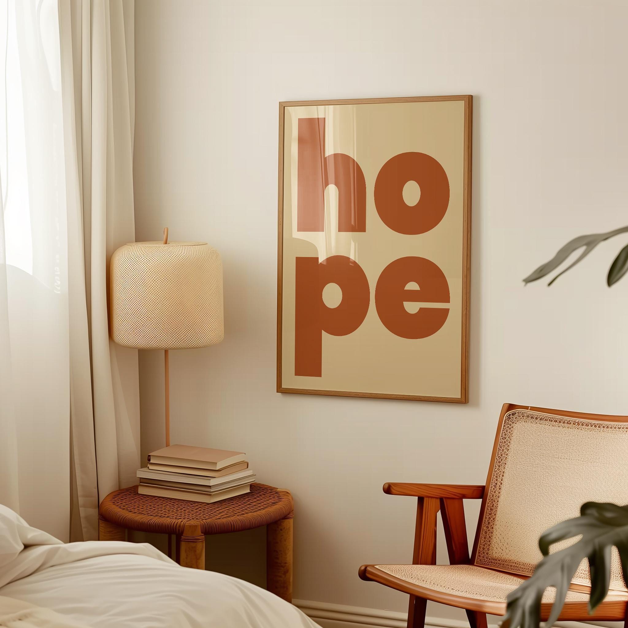Hope Typography Art Print,  Mid•Century Modern,  Good Vibes,  Modern,  Optimism,  Inspirational • Gift Idea