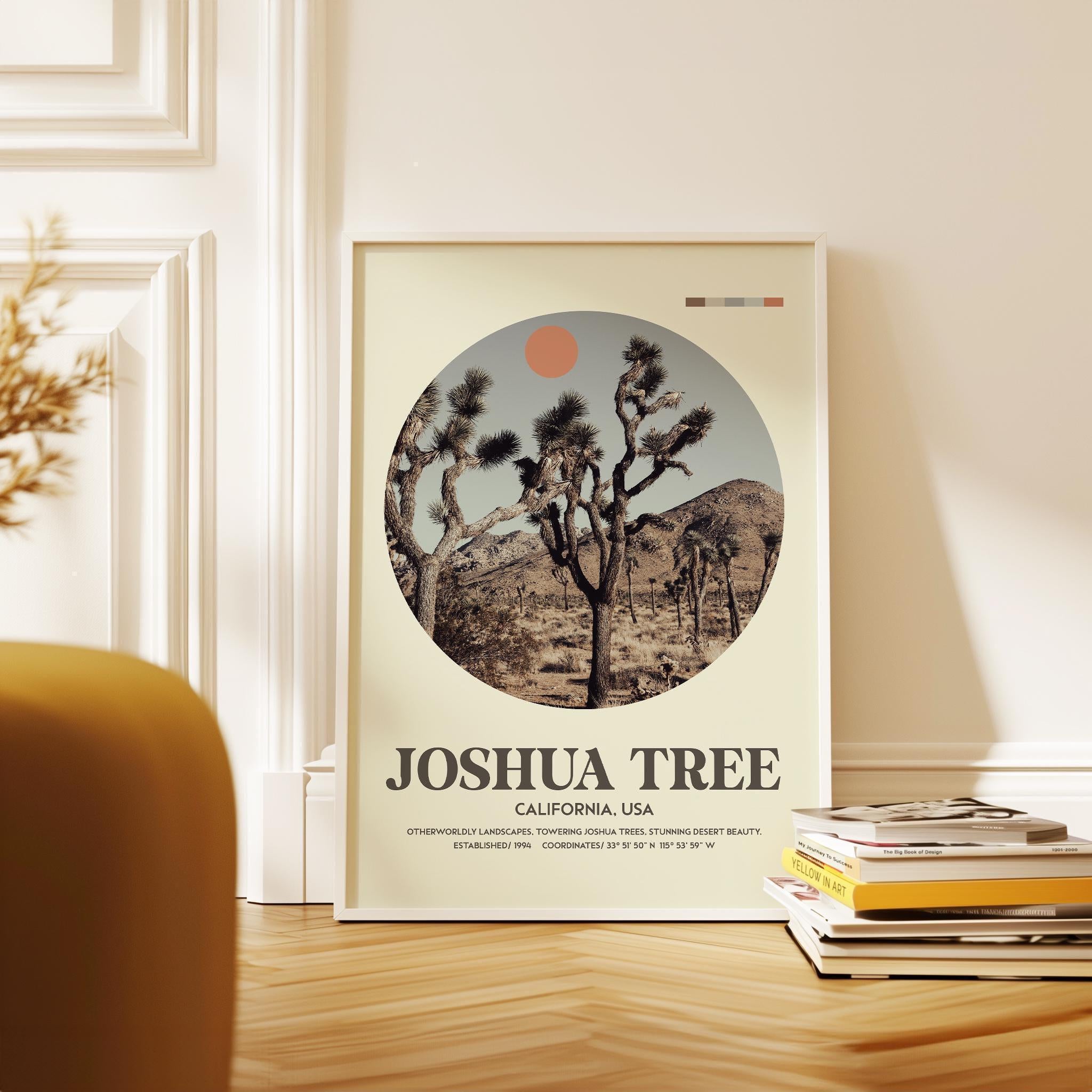 Joshua Tree, California,  MidCentury Modern,  Featuring GPS Coordinates,  Typography Art Print