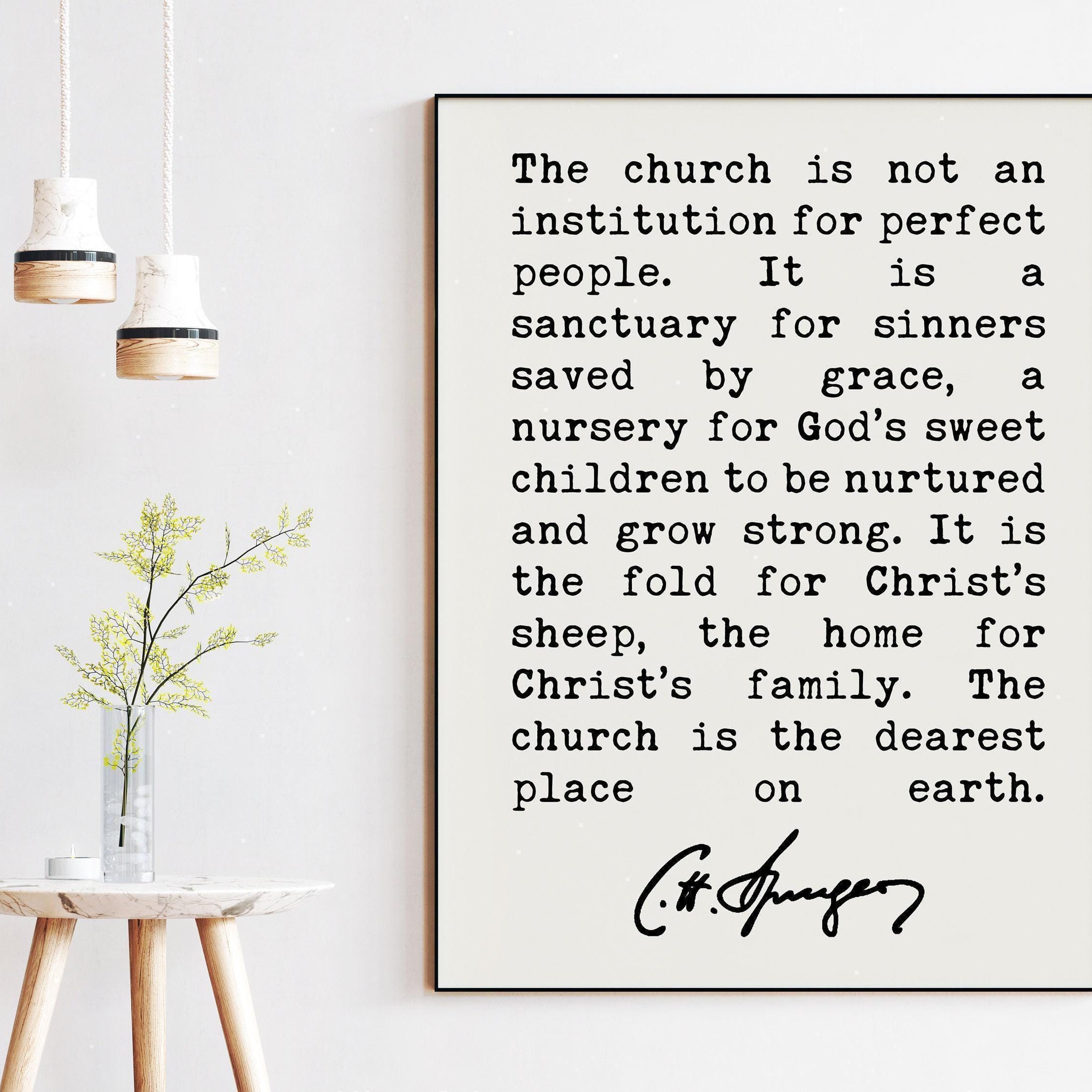 Charles Spurgeon Quote The Church is not an institution for perfect people Art Print,  Christian Quotes - Religion Quotes - Spiritual Quote