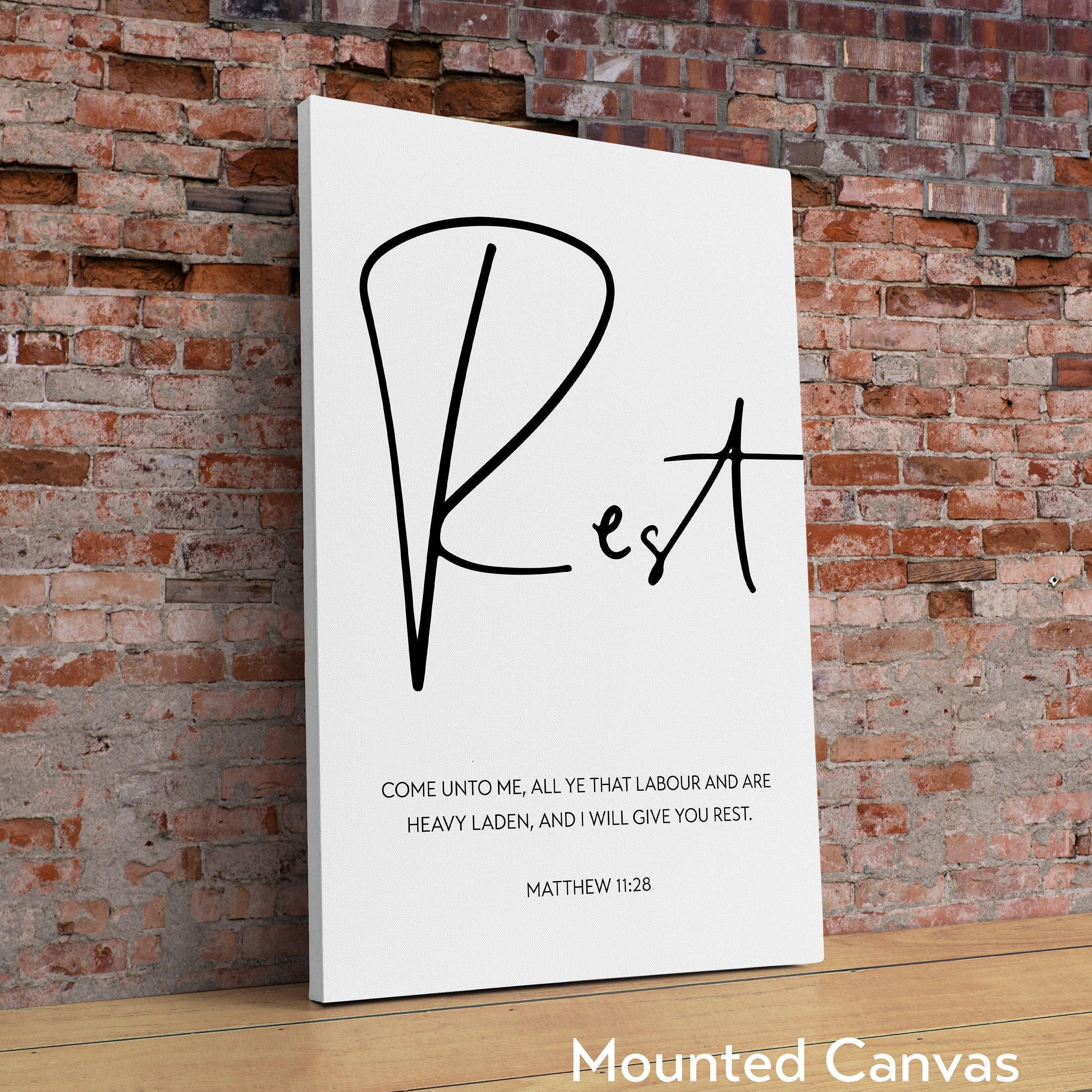 I Will Give You Rest Bible Verse Art, Matthew 11 28 Scripture Print, Christian