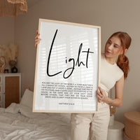 Matthew 5:14-16 Light Art Print, Christian Bible Verse Scripture