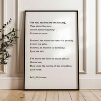 The Soul Selects Her Own Society,  Emily Dickinson Poem,  Typography Art Print
