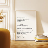 the sky a silver dissonance by the correct. E.E. Cummings Poem Typography Art Print (1923)