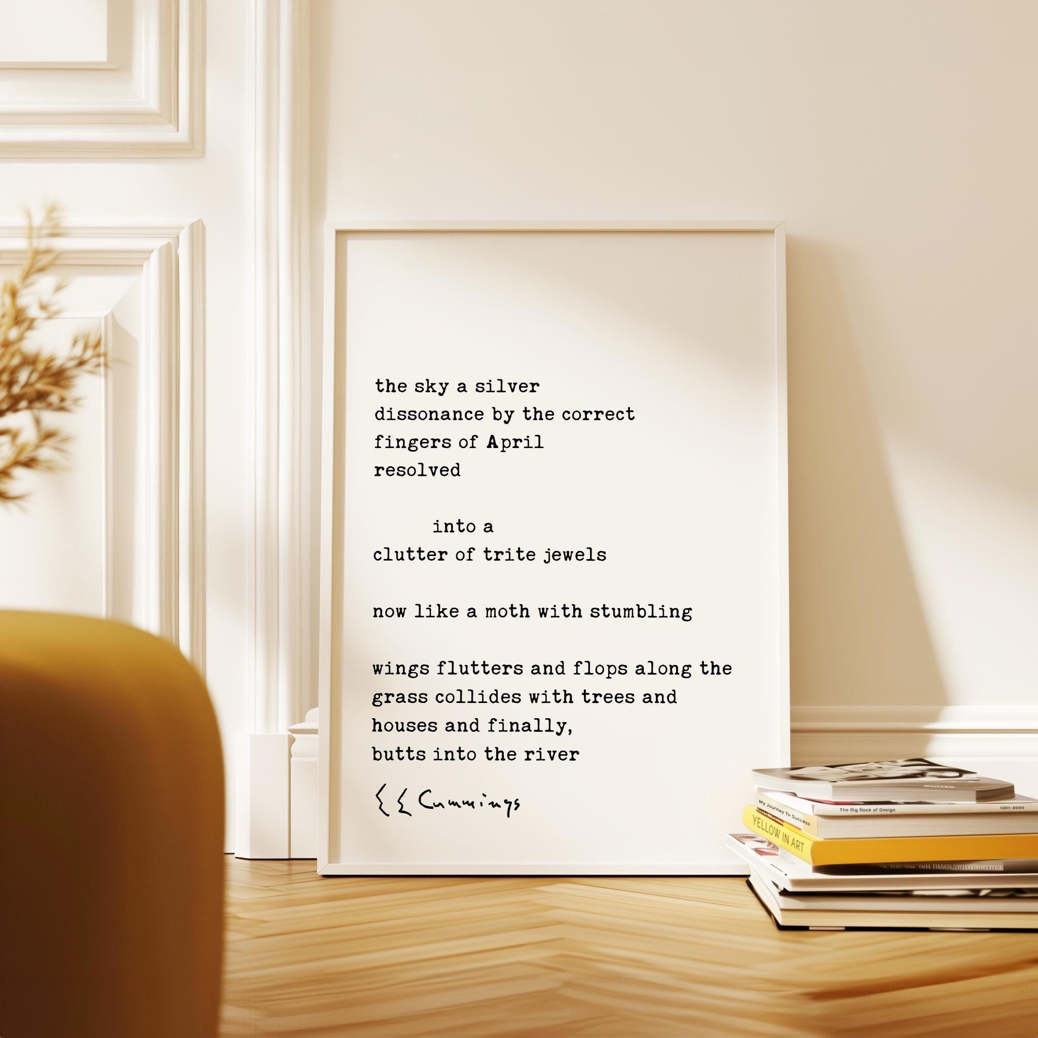 the sky a silver dissonance by the correct. E.E. Cummings Poem Typography Art Print (1923)