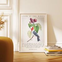 Matthew 6:26-27 Bible Verse Print,  Look at the Birds Scripture Wall Art