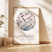 She had not known the weight until she felt the freedom. Nathaniel Hawthorne Quote,  The Scarlet Letter,  Typography Art Print (1850)