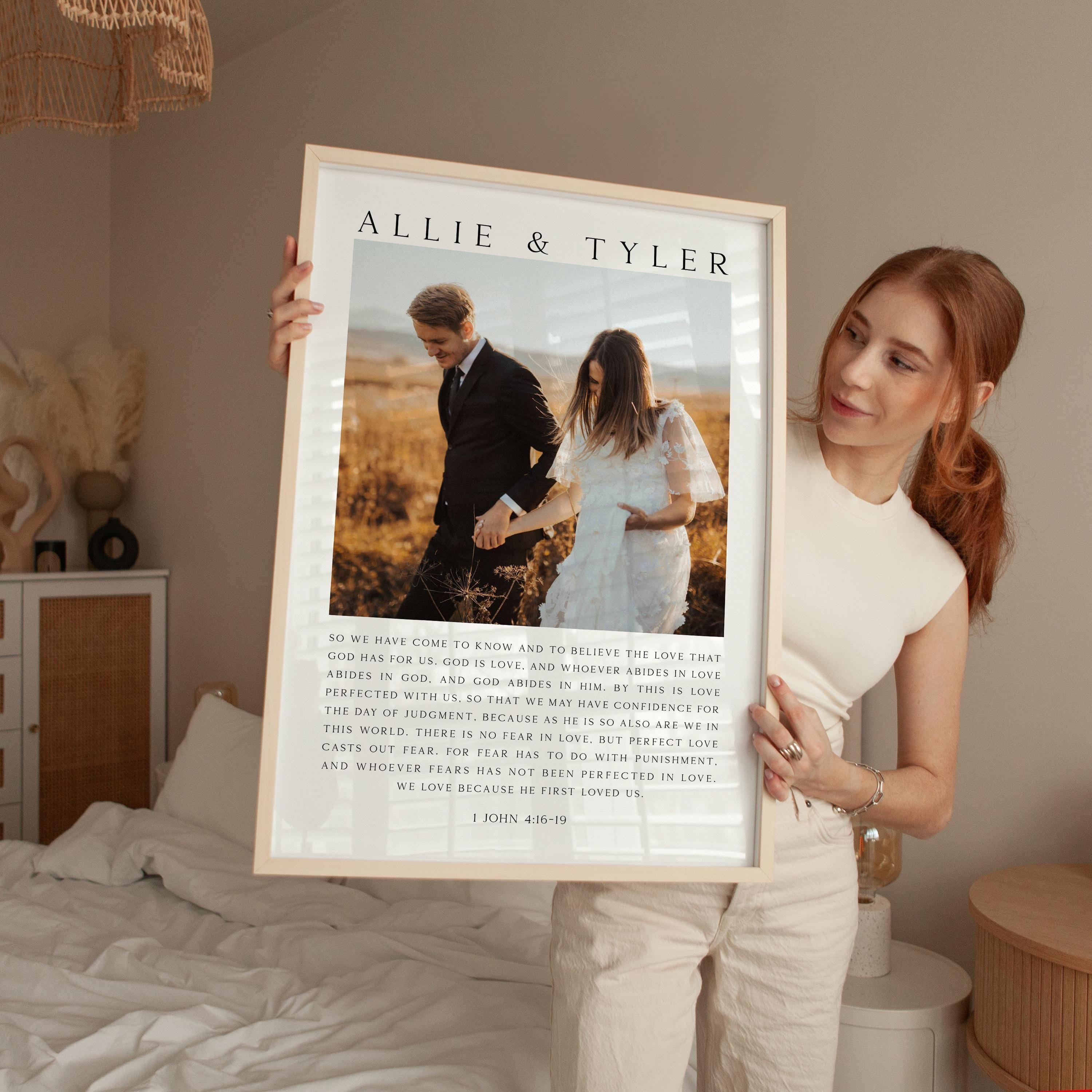 Personalized Wedding Anniversary Prayer with Photo and Names,  Art Print