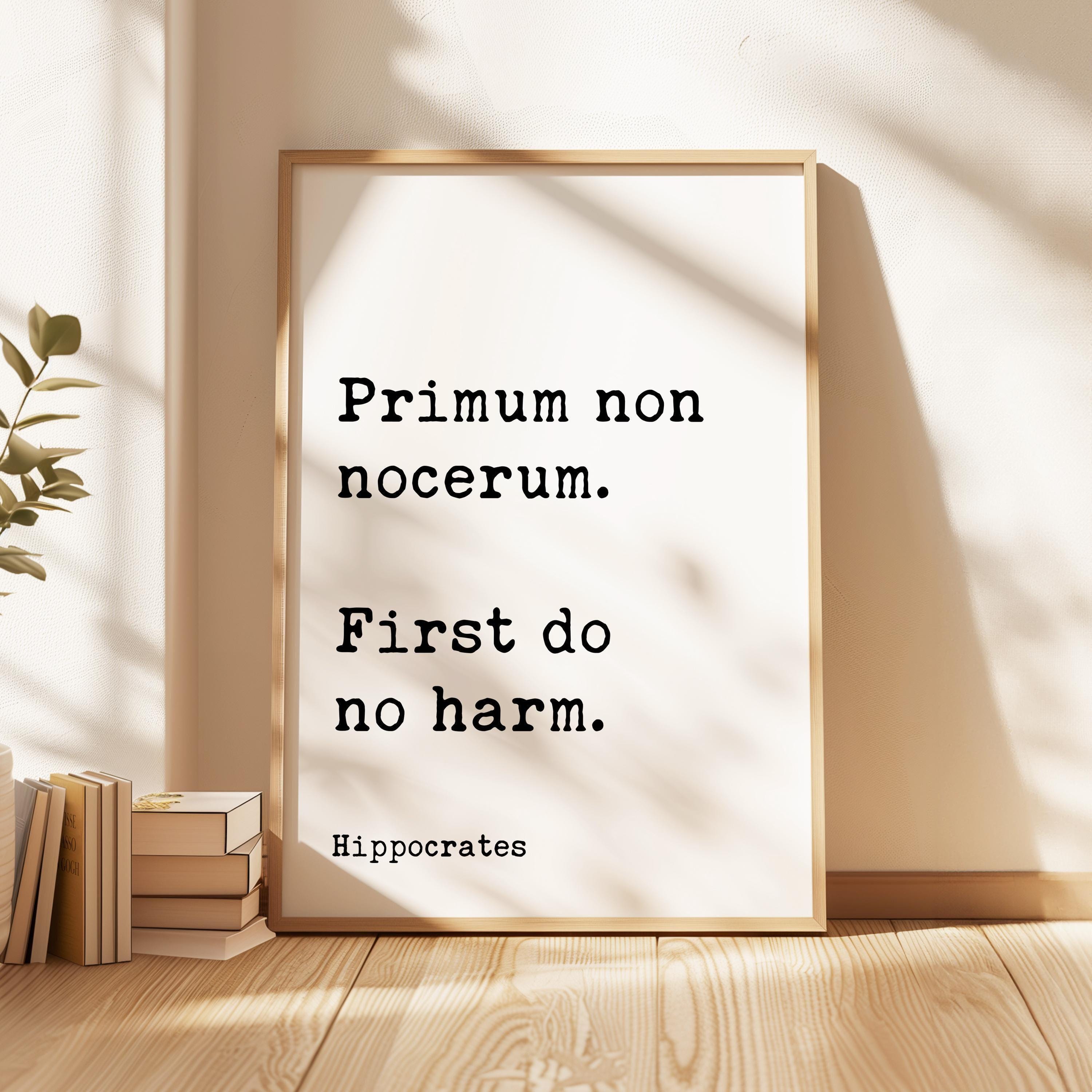 Primum non nocerum. First do no harm. Hippocrates Quote Art Print,  Health, Fitness Nutrition, Wellness