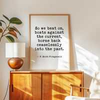Great Gatsby Quote Wall Art, So We Beat On Print, F Scott Fitzgerald Literary, Bookish Decor, Reader Writer English Teacher Gift