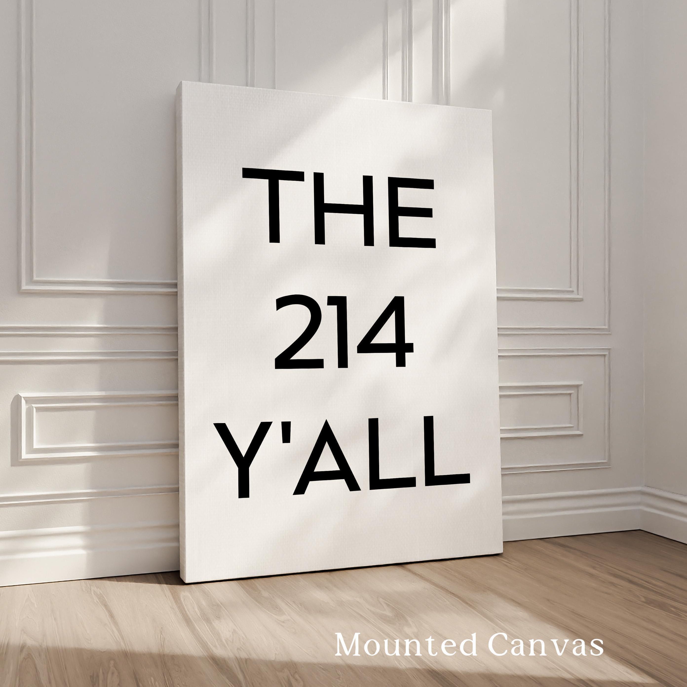 The 214 Y'all Minimalist Art Print,  Dallas, Texas,  Original Area Code,  History,  Culture