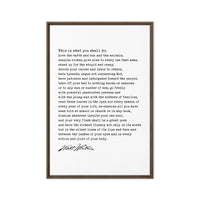 Walt Whitman Quote,  This is what you shall do; Love the earth and sun and the animals... Typography Framed Canvas Art, Leaves of Grass