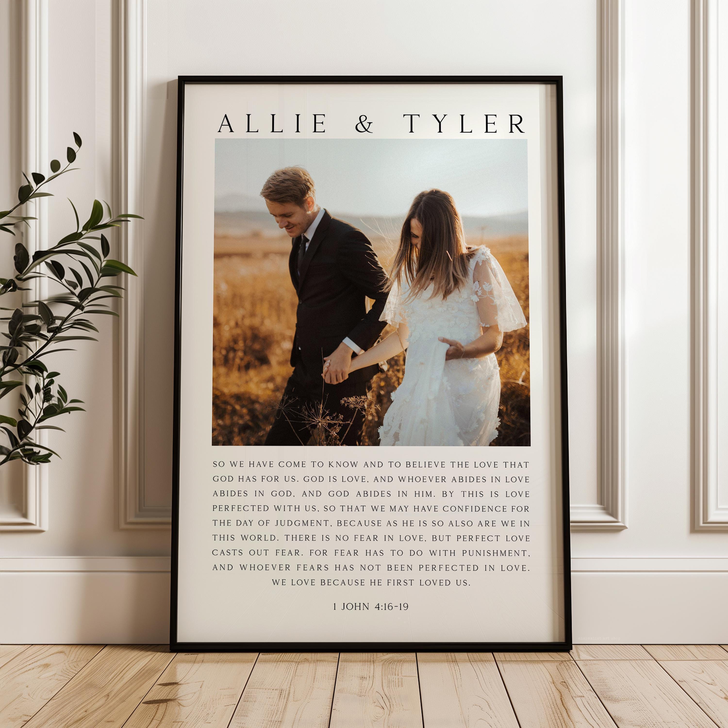Personalized Wedding Anniversary Prayer with Photo and Names,  Art Print