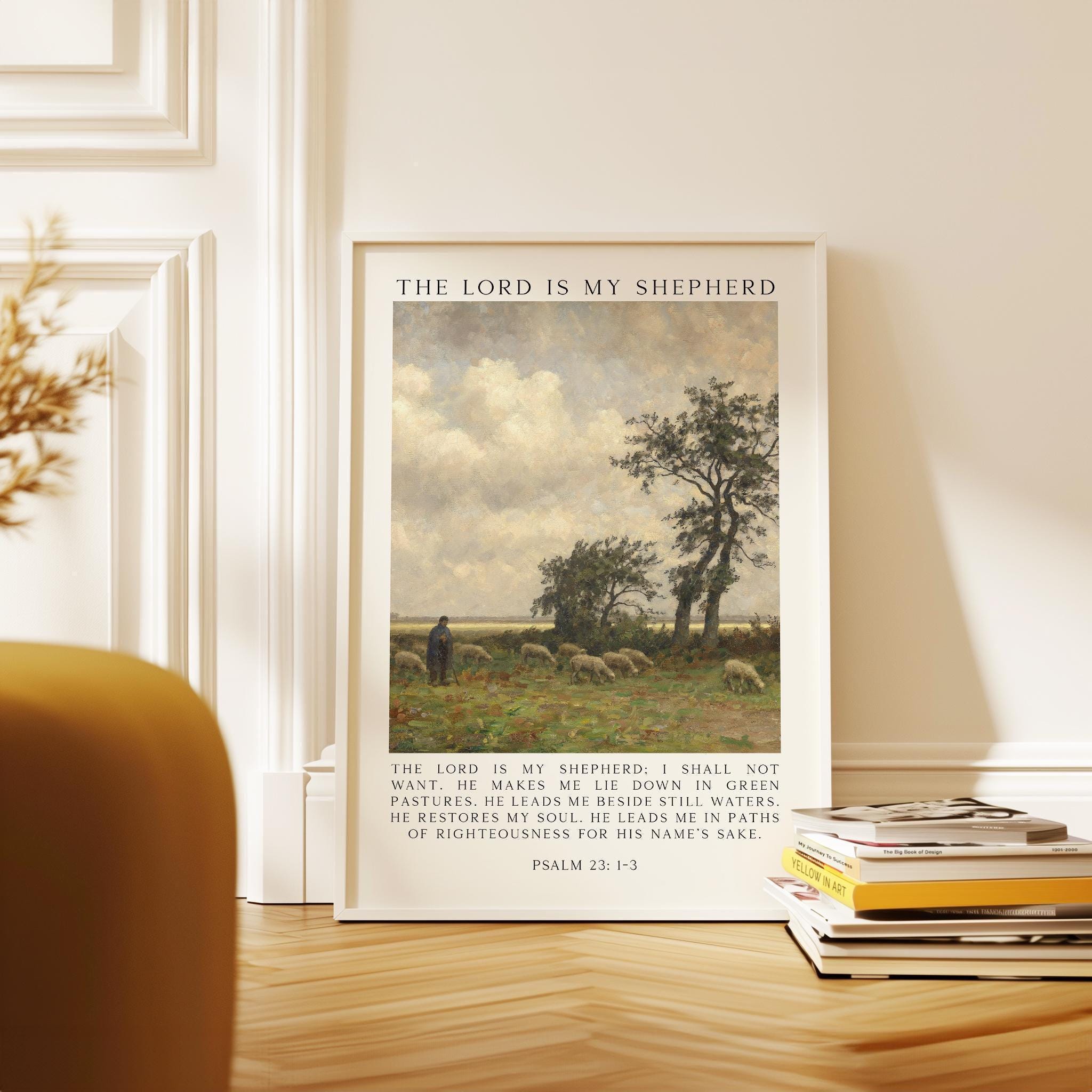 The Lord Is My Shepherd Psalm 23 Art Print,  Christian Typography Wall Art