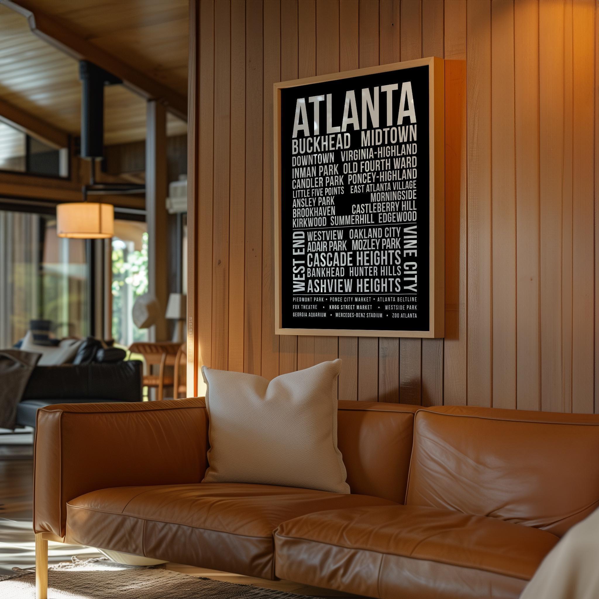 Atlanta Wall Art Print, Atlanta Neighborhood Poster, Buckhead Midtown Virginia Highland, ATL City Typography