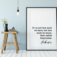 Charles Spurgeon Quote It is not how much we have, but how much we enjoy, that makes happiness. Art Print,  Religious - Spiritual