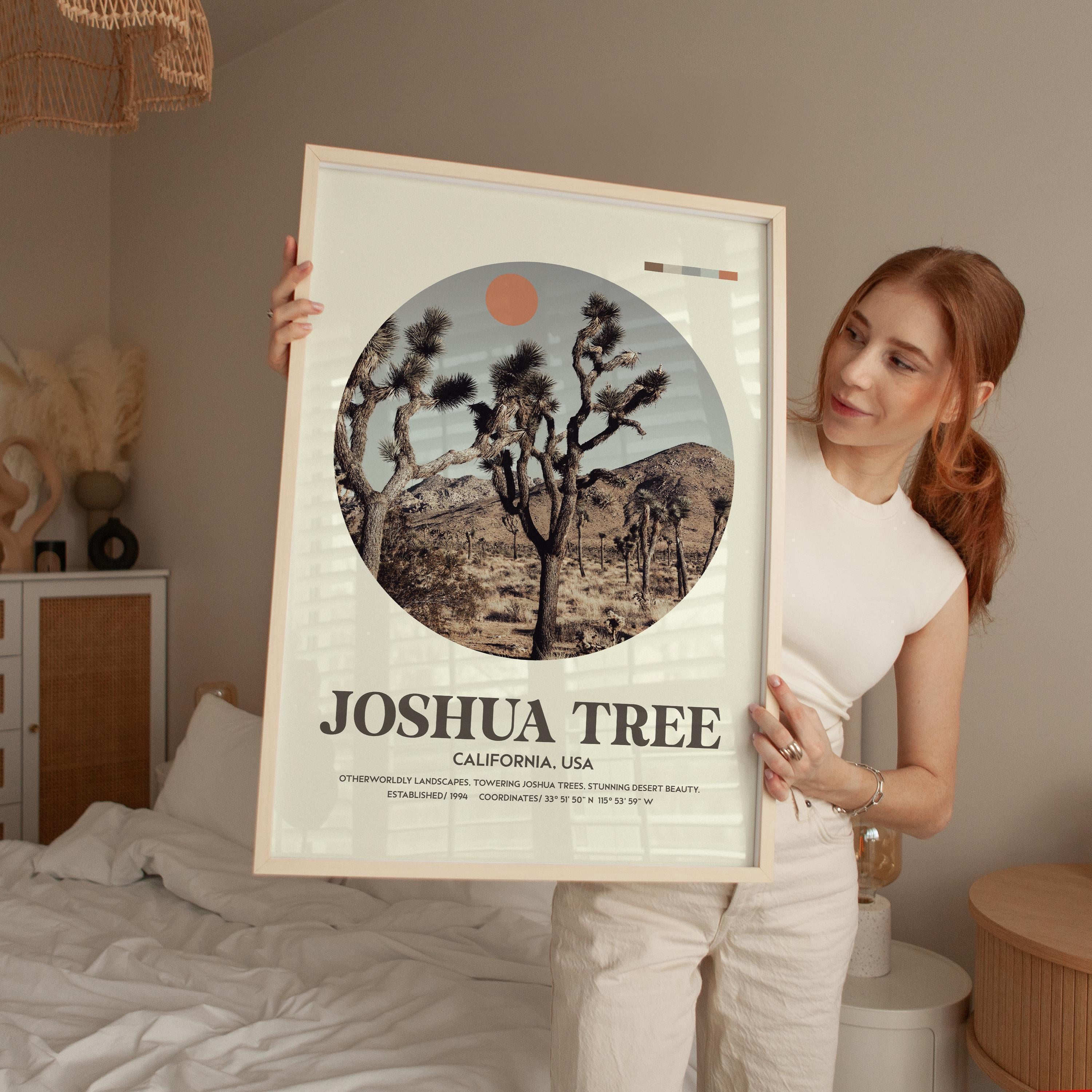 Joshua Tree, California,  MidCentury Modern,  Featuring GPS Coordinates,  Typography Art Print