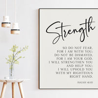 Isaiah 41:10 Typography Art Print,  Inspirational Bible Verse - Home Decor - So do not fear, for I am with you.