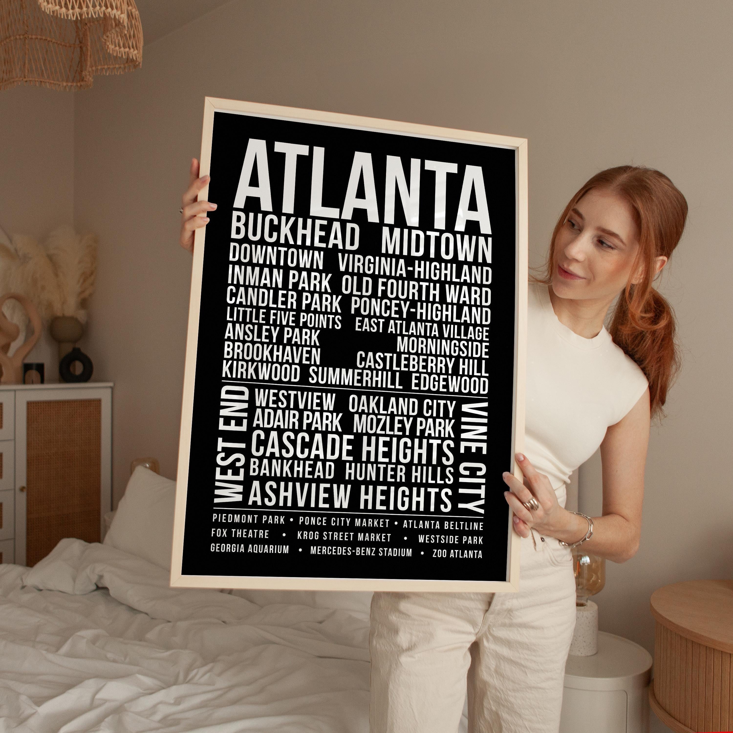 Atlanta Wall Art Print, Atlanta Neighborhood Poster, Buckhead Midtown Virginia Highland, ATL City Typography
