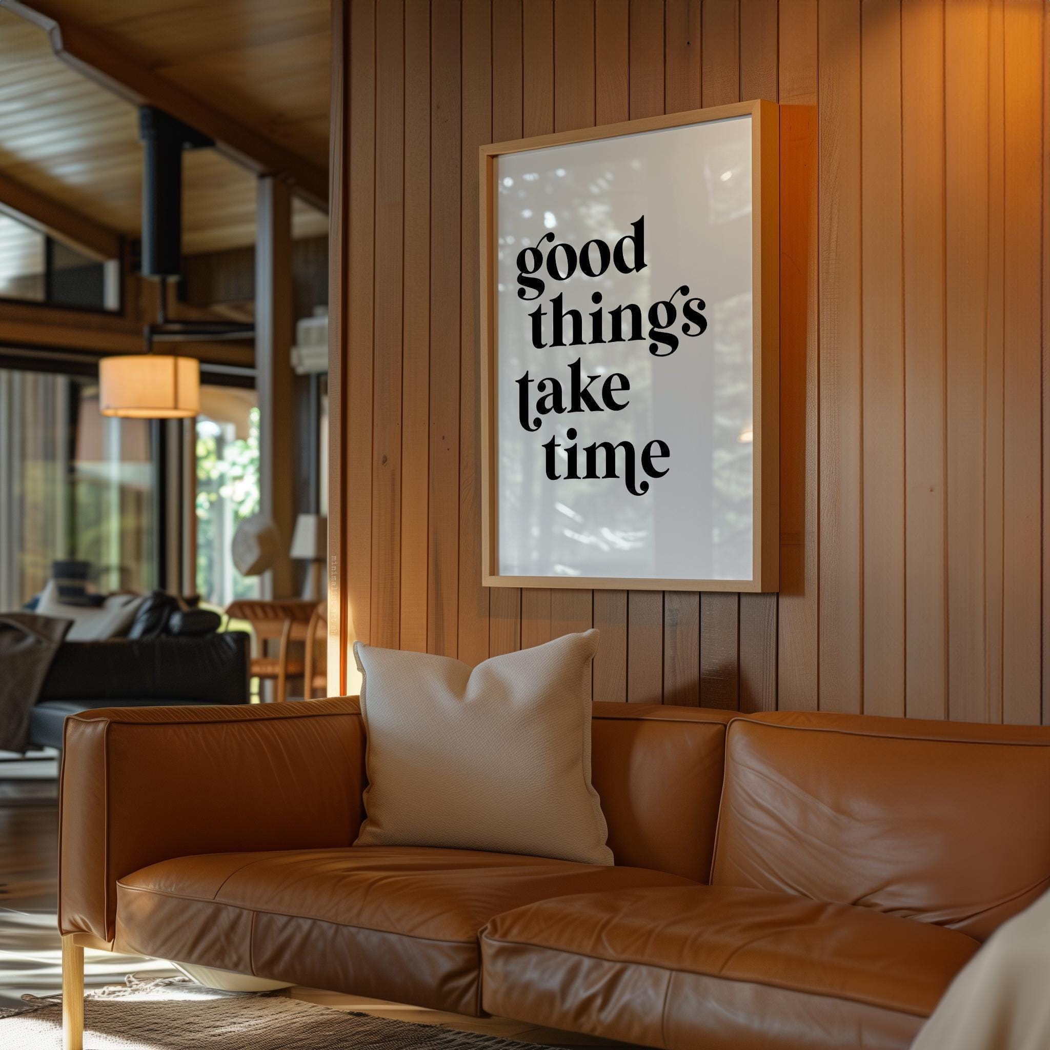 Motivational Typography Print, Good Things Take Time Wall Decor, Modern Minimalist Art