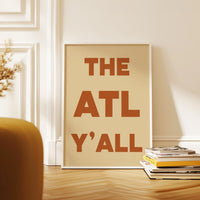 The ATL Y'all Minimalist Typography Art Print,  Atlanta, Georgia,  ATL,  History,  Culture,  Mid•Century