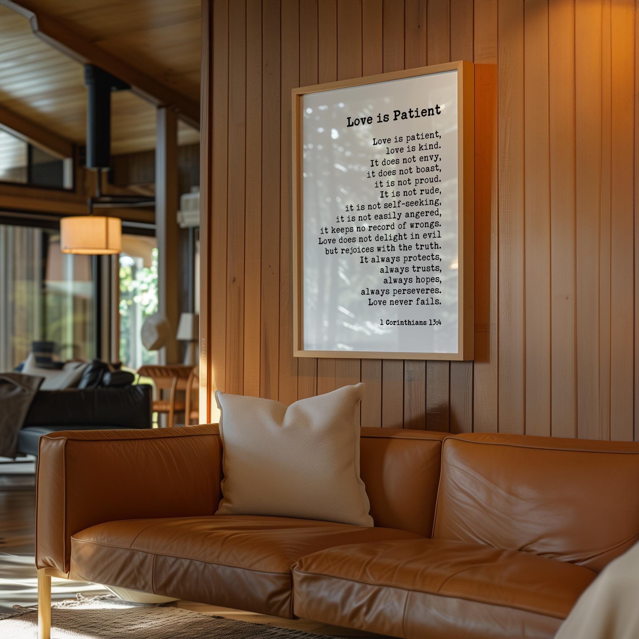 Love is Patient, is Kind,  1 Corinthians 13:4-8 Art Print, Wedding Gift
