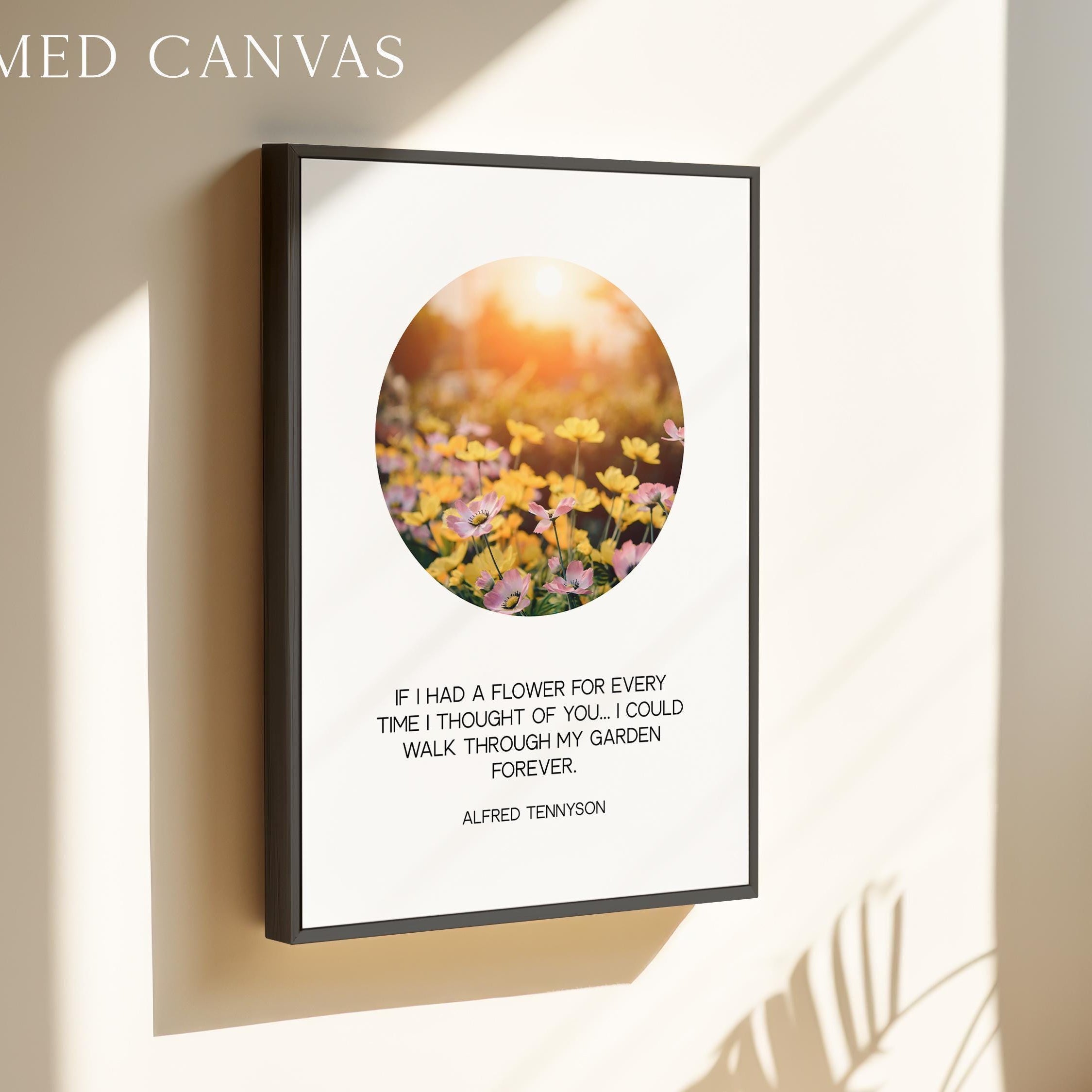 If I Had a Flower Print, Alfred Tennyson Quote, Minimalist Floral Garden Wall Decor