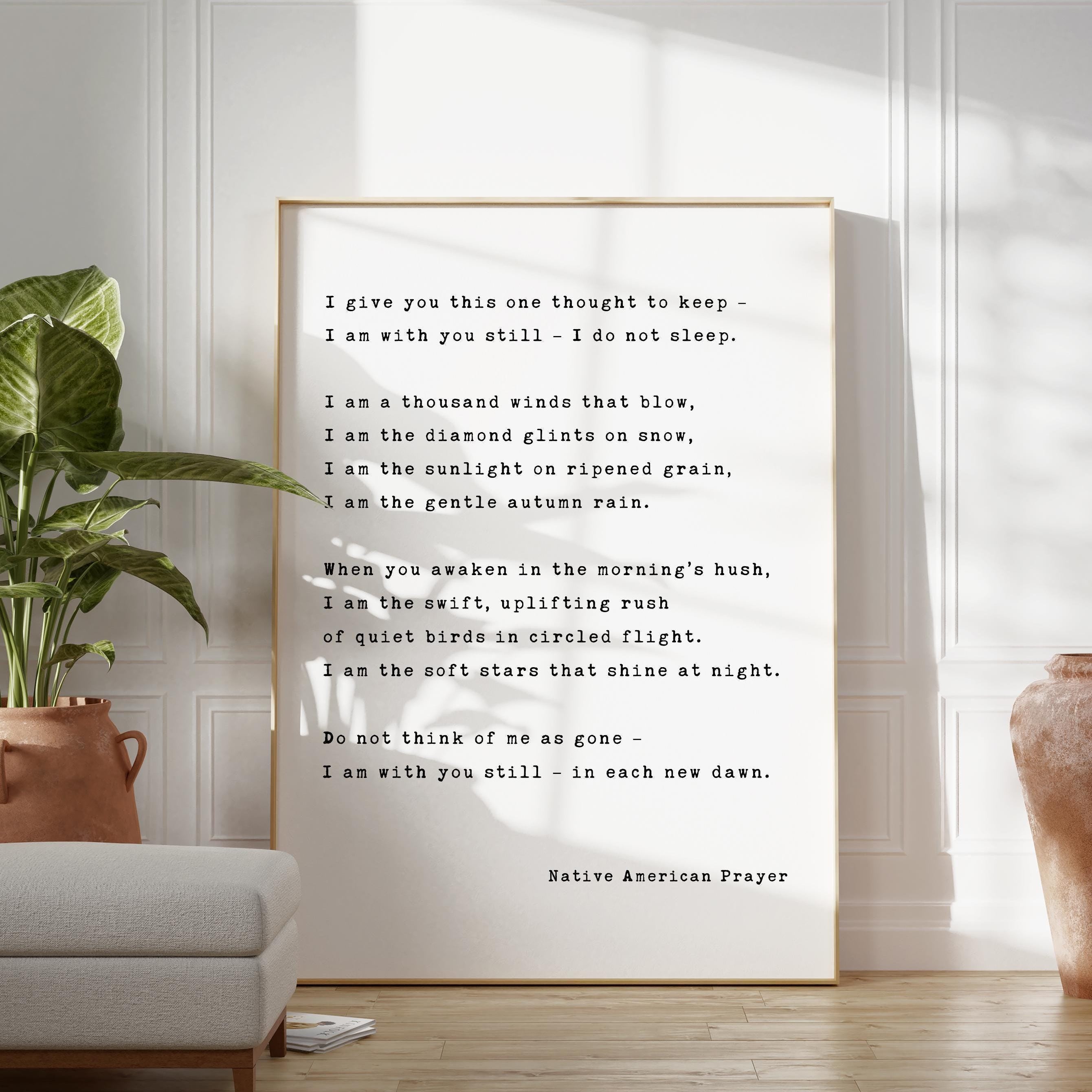 Native American Prayer Typography Art Print,  Inspirational Wall Art,  Thinking of You Gift,   Spiritual