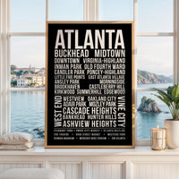 Atlanta Wall Art Print, Atlanta Neighborhood Poster, Buckhead Midtown Virginia Highland, ATL City Typography
