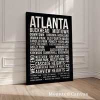 Atlanta Wall Art Print, Atlanta Neighborhood Poster, Buckhead Midtown Virginia Highland, ATL City Typography