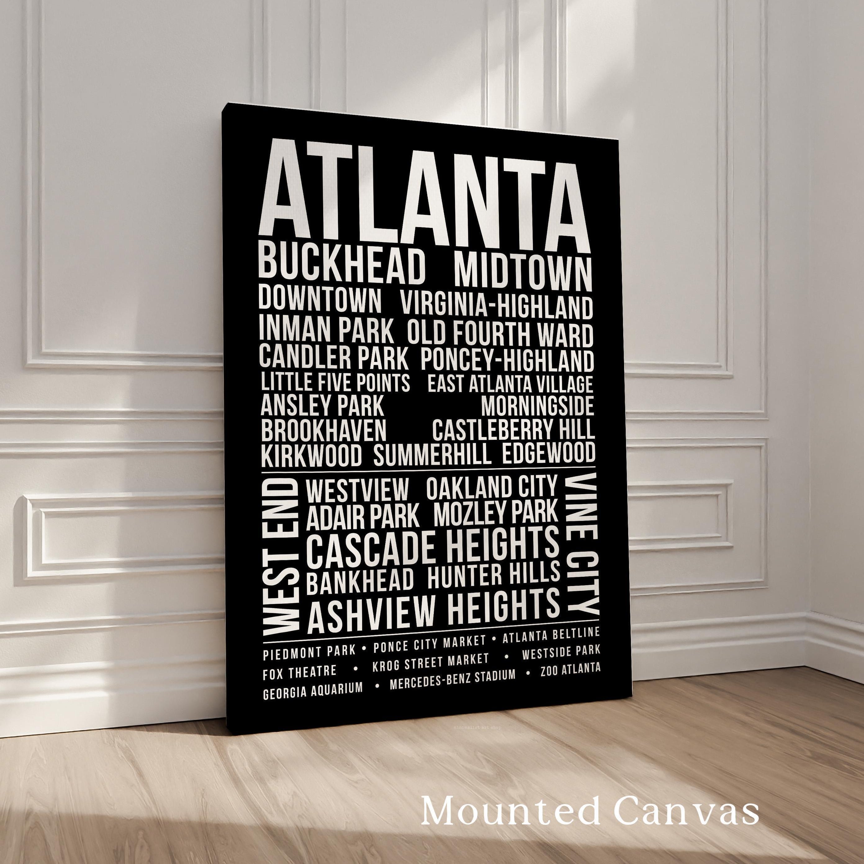 Atlanta Wall Art Print, Atlanta Neighborhood Poster, Buckhead Midtown Virginia Highland, ATL City Typography