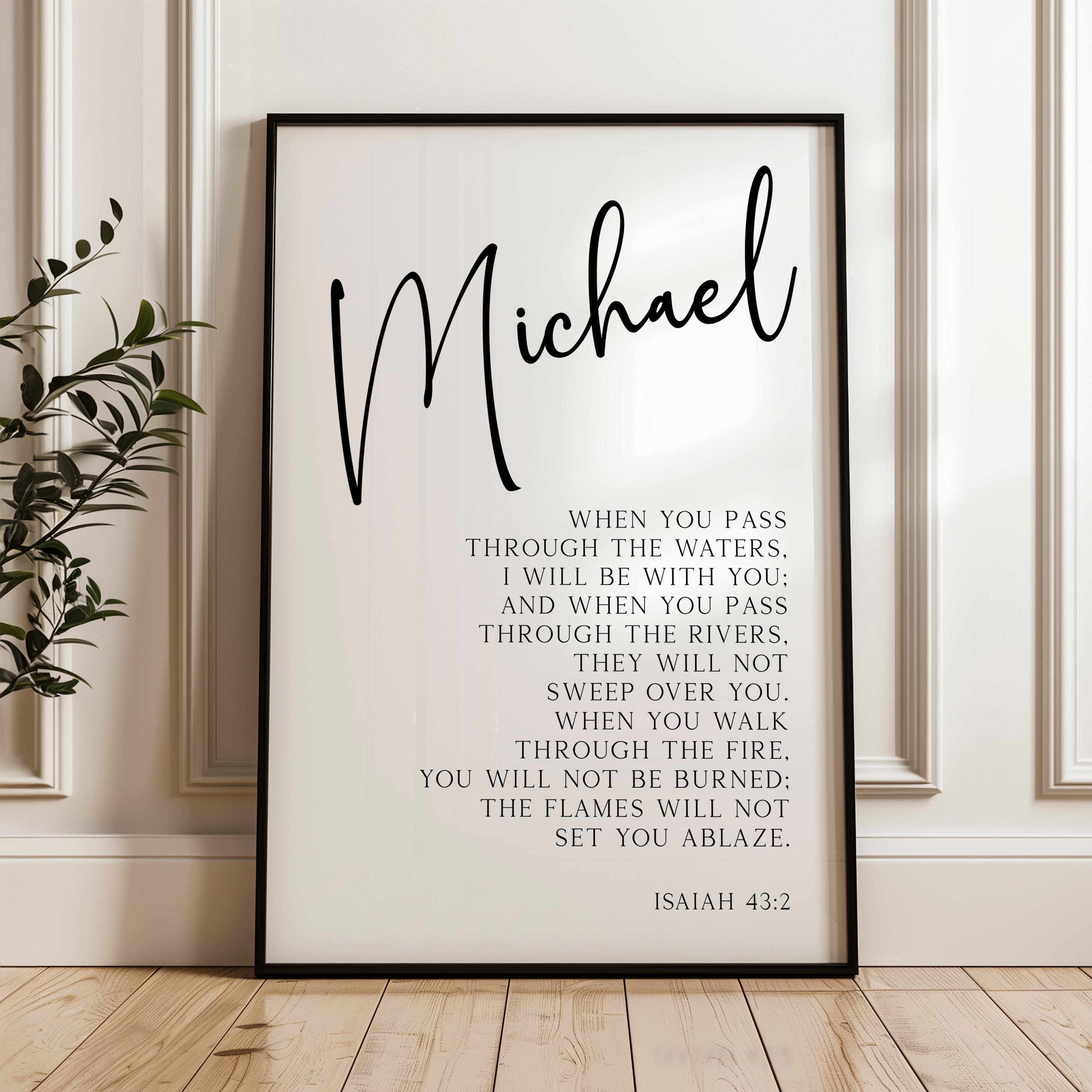 Isaiah 43:2,  When you pass through the waters, I will be with you...,  Personalized Typography Art Print,  Inspirational,  Faith