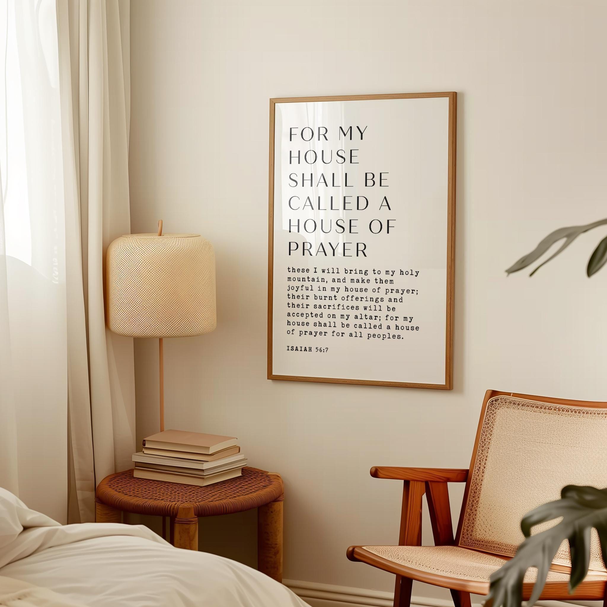For my house shall be called a house of prayer... Typography Art Print,  Isaiah 56:7,  Faith,  Gift