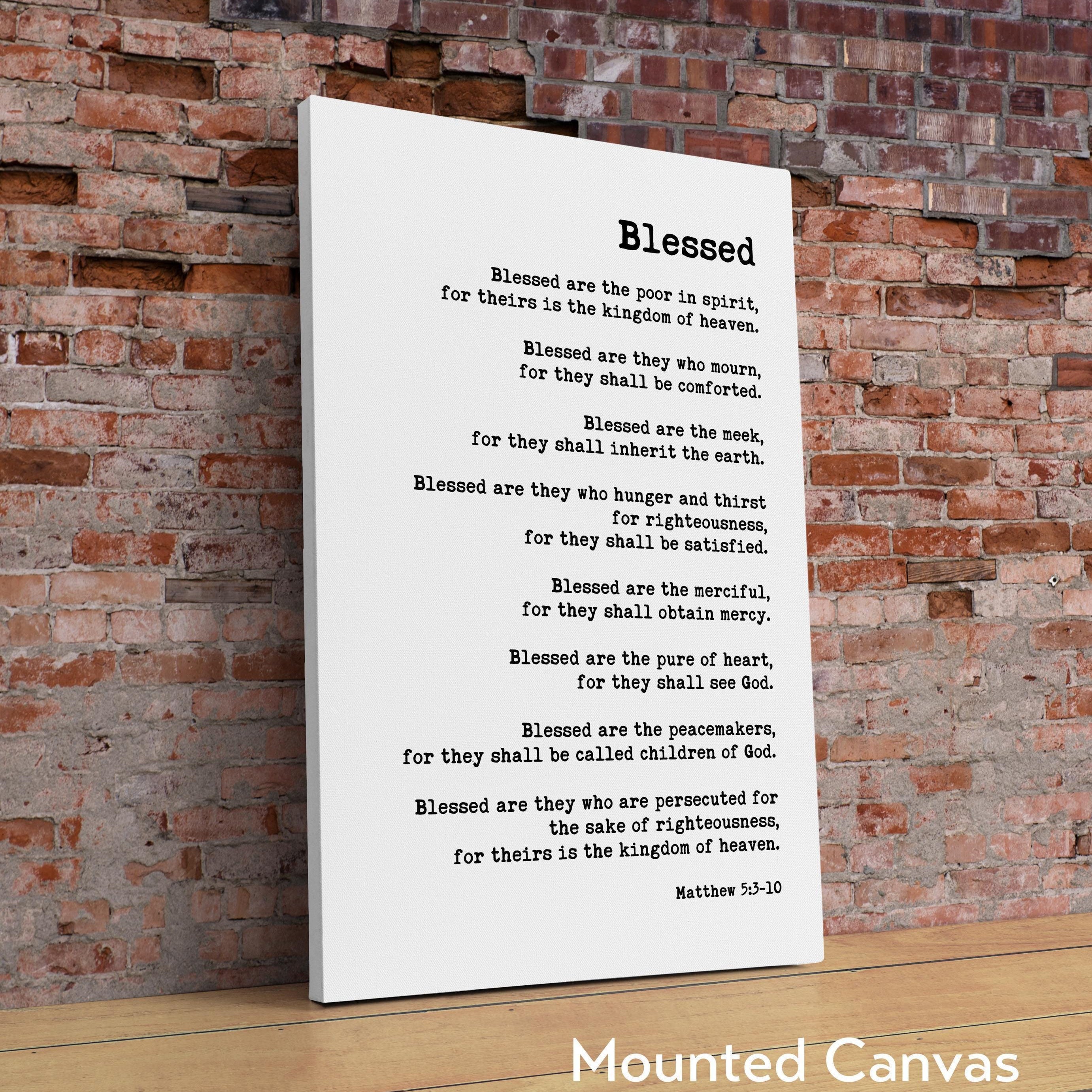 The Beatitudes Bible Verse Matthew 5:3-10 Typography Print - Christian Gifts - Bible Verse - Christian Wall Art - Scripture Art