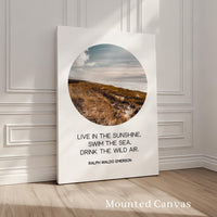 Live in the sunshine, swim the sea, drink the wild air.,  Ralph Waldo Emerson Quote,  Oregon Coast,  Typography Art Print (1860)
