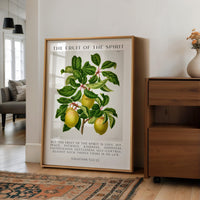 Fruit of the Spirit Typography Wall Art,  Galatians 5:22–23 Scripture Print,  Christian Botanical Plum Illustration Home Décor