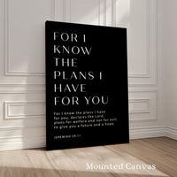 Jeremiah 29:11 Bible Verse Print, For I Know The Plans, Christian Wall Art