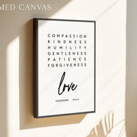 Christian Wall Art Colossians 3, Compassion Kindness Love Print, Scripture Art, Bible Verse Gift