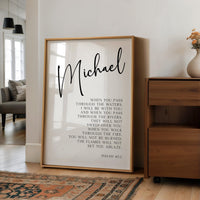 Isaiah 43:2,  When you pass through the waters, I will be with you...,  Personalized Typography Art Print,  Inspirational,  Faith