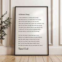 A Dream Pang Poem by Robert Frost Typography Art Print,  1913