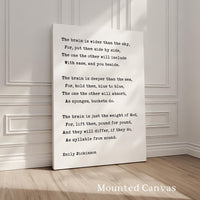The Brain is Wider Than the Sky,  Typography Art Print,  Emily Dickinson Poem