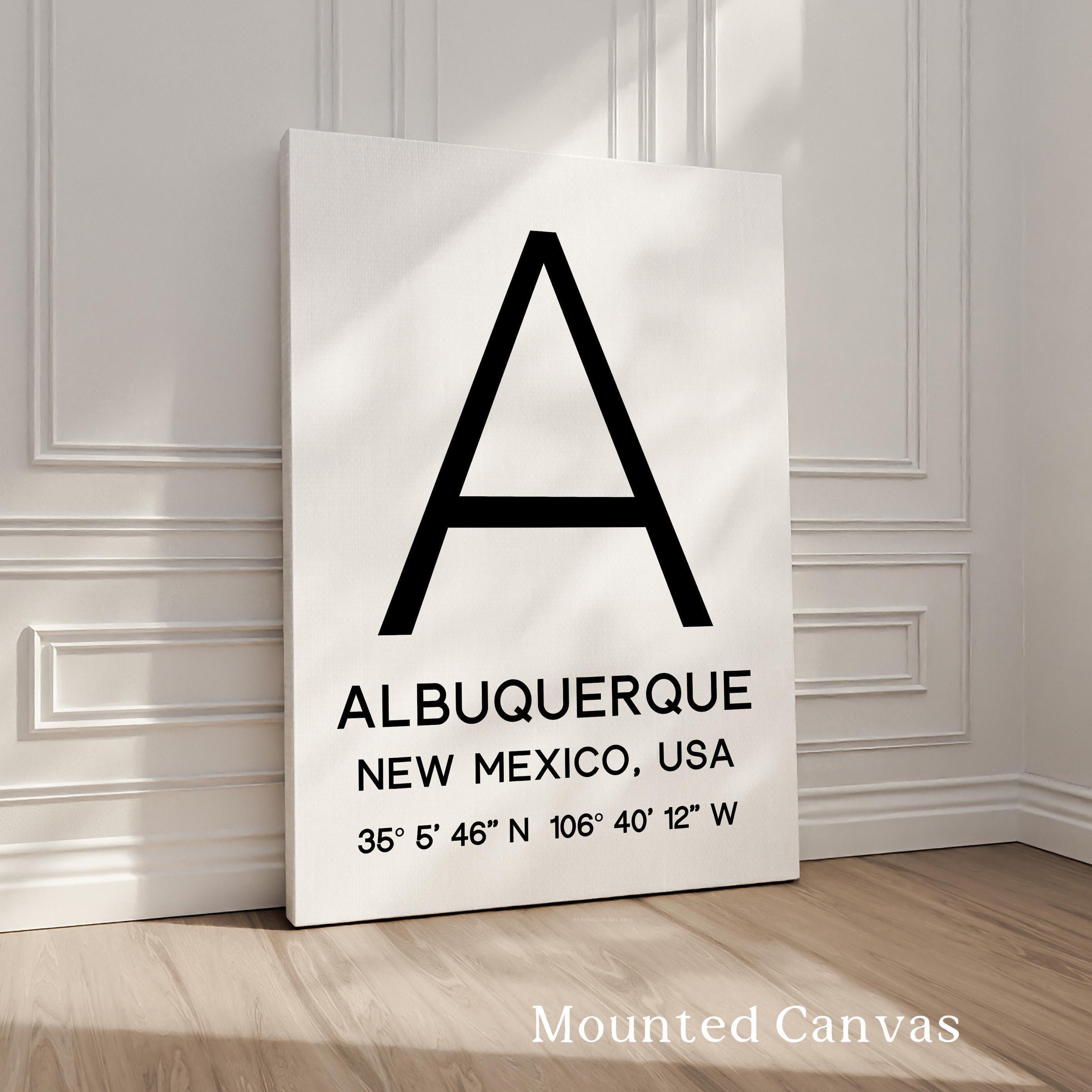 Albuquerque New Mexico Wall Art, GPS Coordinates Print, City Typography, Travel Decor