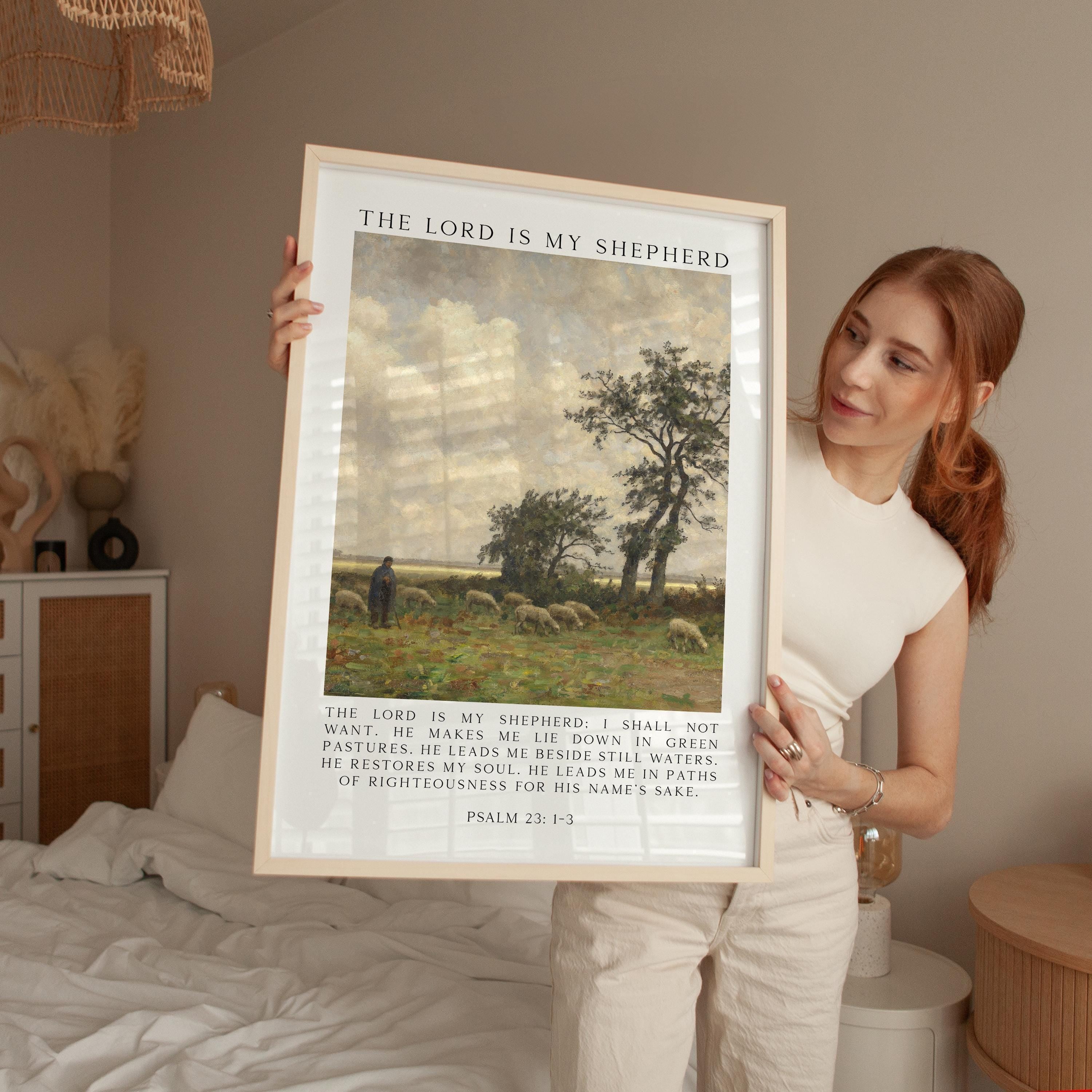 The Lord Is My Shepherd Psalm 23 Art Print,  Christian Typography Wall Art