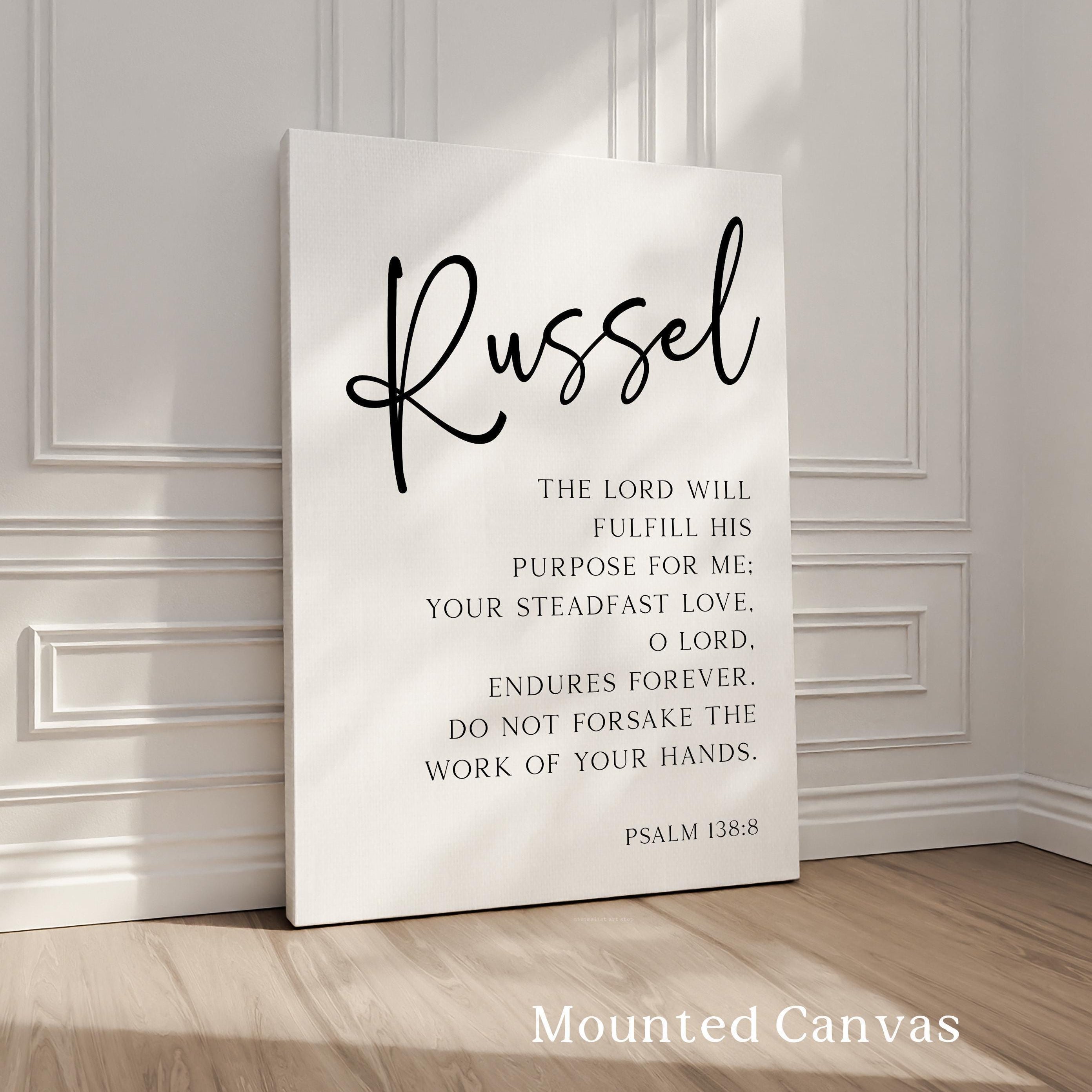 The Lord Will Fulfill His Purpose For Me,  Psalm 138:8,  Personalized Typography Art Print