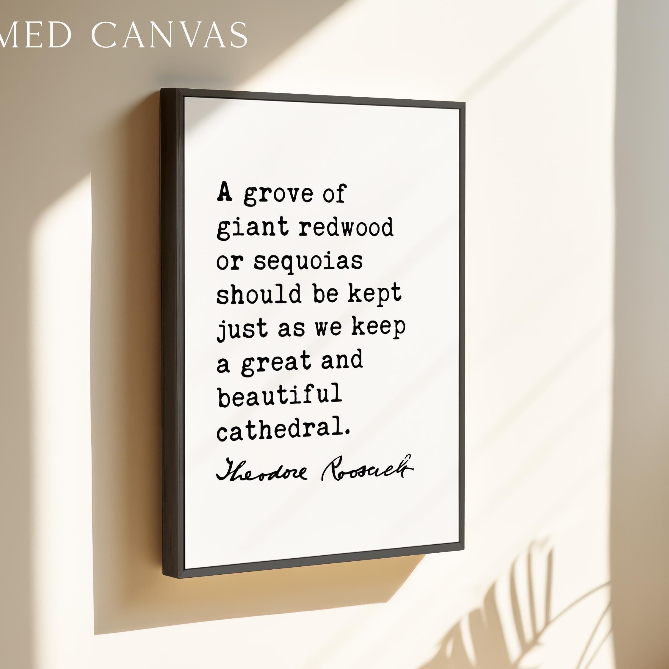 A Grove of Giant Redwoods Quote,  Theodore Roosevelt Typography Print,  Nature Lovers Wall Art Home Décor