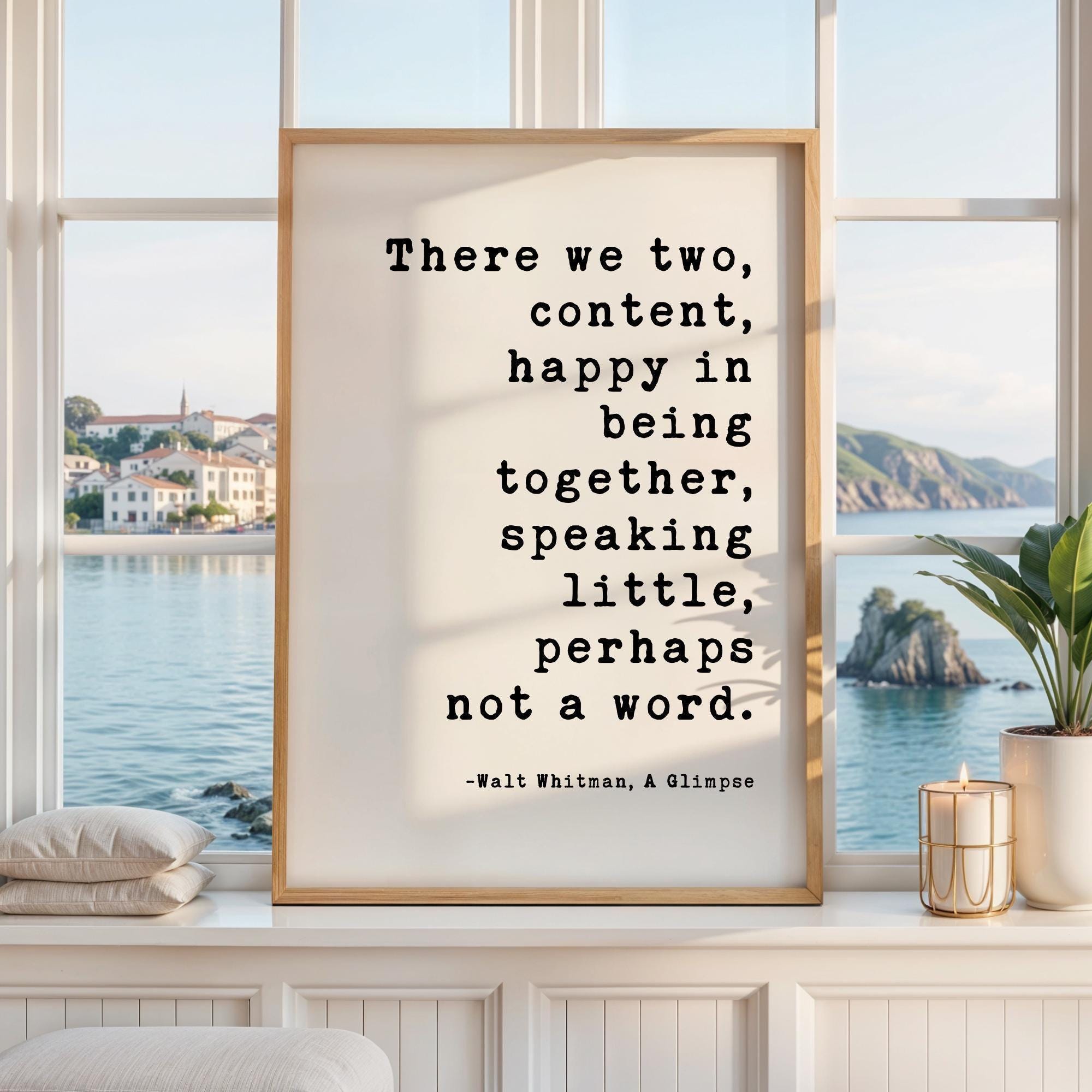 Walt Whitman Quote Print “Happy in Being Together” Romantic Wall Art Minimalist Decor